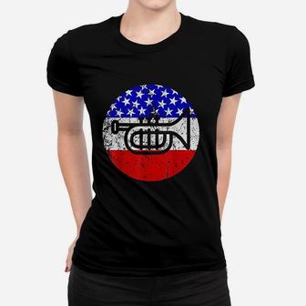 Trumpet Retro Style Music American Flag Women T-shirt | Crazezy AU
