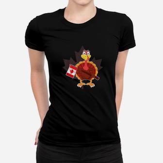 Turkey With Canada Flag Cool Canadian Thanksgiving Women T-shirt - Thegiftio UK
