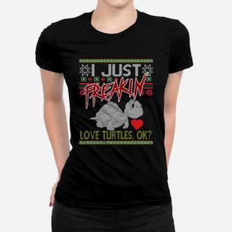 Ugly Christmas Herpetologist I Just Freaking Love Turtles Ok Sweatshirt Women T-shirt | Crazezy CA