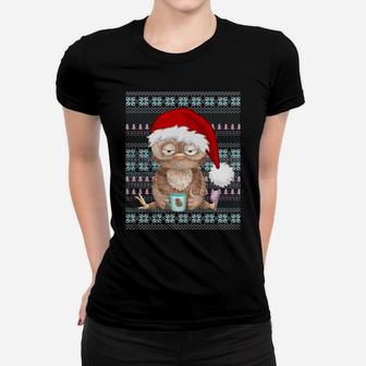 Ugly Christmas Santa Costume Christmas Owl Coffee Lovers Sweatshirt Women T-shirt | Crazezy AU