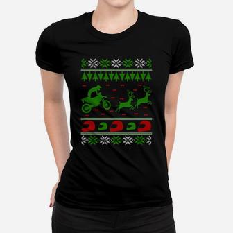 Ugly Christmas Sweater Motocross Biker Gift Sweatshirt Women T-shirt | Crazezy AU