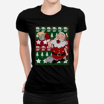 Ugly Christmas Sweater Santa Beer Drinking Party Fun Pajama Sweatshirt Women T-shirt | Crazezy UK