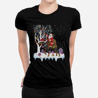 Ugly Doberman Xmas Gift Santa Riding Doberman Christmas Sweatshirt Women T-shirt | Crazezy DE