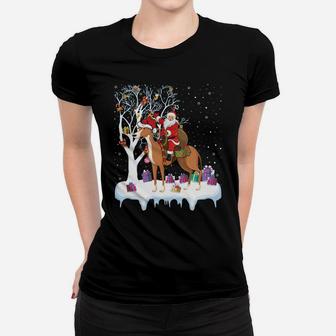 Ugly Greyhound Xmas Gift Santa Riding Greyhound Christmas Sweatshirt Women T-shirt | Crazezy