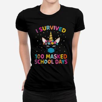 Unicorn I Survived 100 Masked School Days Teacher Kids Girls Women T-shirt | Crazezy DE