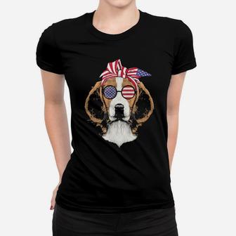 Usa American Flag Beagle Dog Sunglasses 4Th Of July Women T-shirt - Monsterry AU