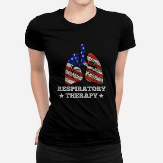 USA American Flag Respiratory Therapist Therapy Lungs Women T-shirt - Seseable