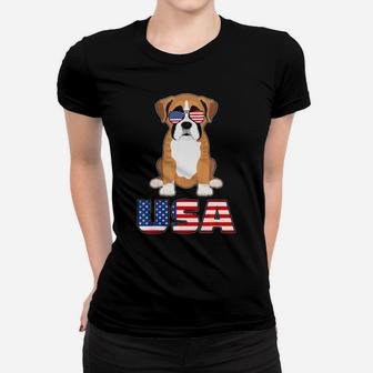 Usa Boxer Dog Usa Flag 4Th Of July Patriotic Women T-shirt - Monsterry