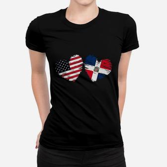 Usa Dominican Republic Flag Heart Women T-shirt | Crazezy
