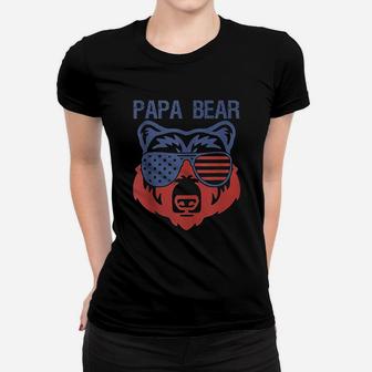 Usa Flag American Papa Bear Tank Gift Funny Bro Women T-shirt | Crazezy