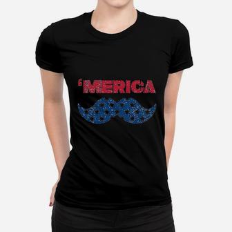 Usa Flag Mustache America Women T-shirt | Crazezy