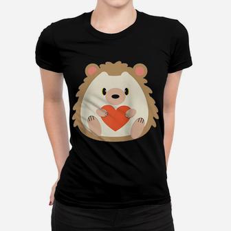 Valentine Hedgehog Holding Heart Valentines Day Hedgehog Raglan Baseball Women T-shirt - Monsterry AU