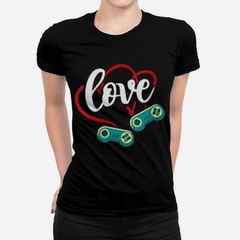 Valentine's Day Game Controllers Heart Cute Gaming Love Women T-shirt - Monsterry AU