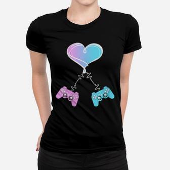 Valentine's Day Video Gamer Heart And Game Controllers Women T-shirt - Monsterry DE