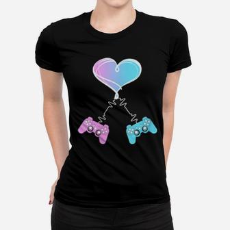 Valentine's Day Video Gamer Heart & Game Controllers Women T-shirt - Monsterry DE