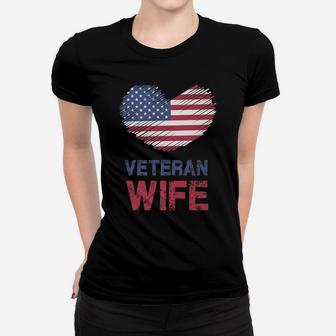 Veteran Wife - Spouse Husband American Pride T Shirt Women T-shirt | Crazezy