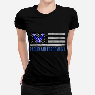 Vintage American Flag Proud Air Force Aunt Veteran Day Women T-shirt | Crazezy