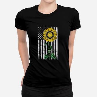 Vintage American Flag Sunflower Women T-shirt | Crazezy AU