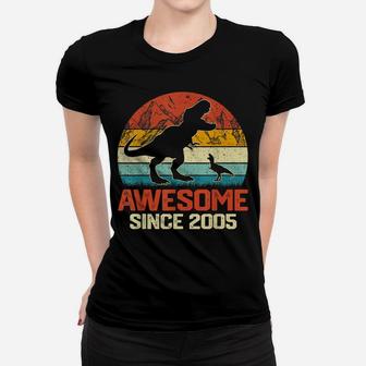 Vintage Awesome Since 2005 Retro Dinosaur Birthday Party Women T-shirt | Crazezy