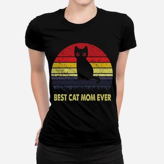Vintage Best Black Cat Mom Lover Retro Style Cats Women T-shirt | Crazezy