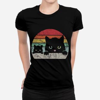 Vintage Black Cat And Baby Cat Lover, Retro Style Cats Gift Sweatshirt Women T-shirt | Crazezy AU