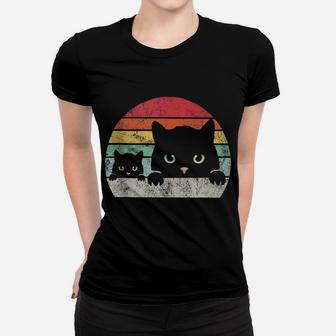 Vintage Black Cat And Baby Cat Lover, Retro Style Cats Gift Women T-shirt | Crazezy DE