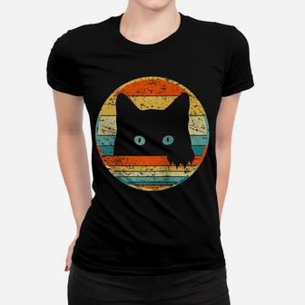 Vintage Black Cat Lover Retro Style Cats Kitten Kitty Gift Raglan Baseball Tee Women T-shirt | Crazezy