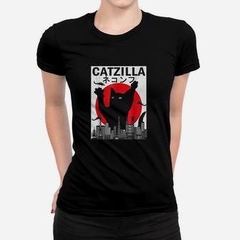 Vintage Catzilla Japanese Sunset Style Cat Kitten Lover Women T-shirt | Crazezy CA