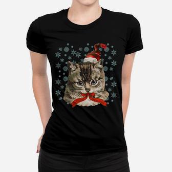 Vintage Christmas Cat Lovers Santa Cottagecore Grunge Retro Women T-shirt | Crazezy UK