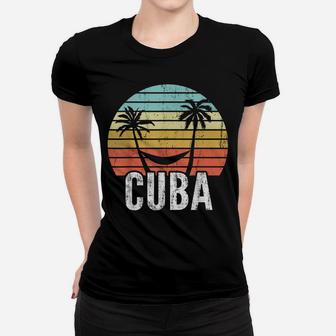 Vintage Cuba Hammock Palm Tree Retro Cuban Vacation Women T-shirt | Crazezy