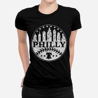 Vintage Distressed Philadelphia Philly Baseball City Skyline Women T-shirt | Crazezy