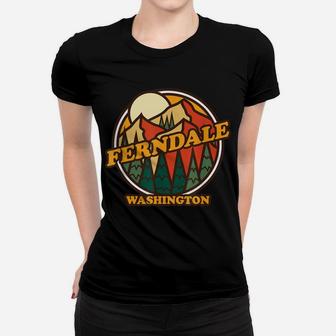 Vintage Ferndale, Washington Mountain Hiking Souvenir Print Women T-shirt | Crazezy CA