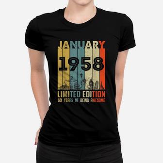 Vintage January 1958 Classic 63 Yrs Old 63Rd Birthday Gift Women T-shirt | Crazezy AU