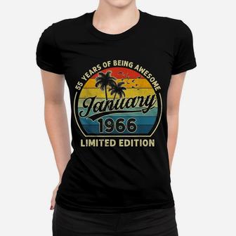 Vintage January 1966 Retro 55 Years Old 55Th Birthday Gift Women T-shirt | Crazezy DE