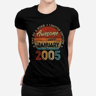 Vintage January 2005 Retro 17 Year Old 17Th Birthday Gift Women T-shirt | Crazezy
