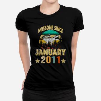 Vintage January 2011 10Th Birthday 10 Year Gift Dinosaur Boy Women T-shirt | Crazezy