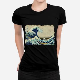 Vintage Japanese Woodblock Art Great Wave Stylish Design Women T-shirt | Crazezy CA