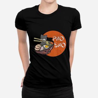 Vintage Kawaii Cat Pho Sho Vietnamese Bowl Ramen Noodle Women T-shirt | Crazezy DE