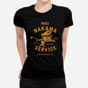 Vintage Megs Nakama Service Reversed Yellow Aloha Attendant Women T-shirt | Crazezy