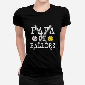 Vintage Papa Of Ballers Funny Baseball Softball Love Women T-shirt | Crazezy DE