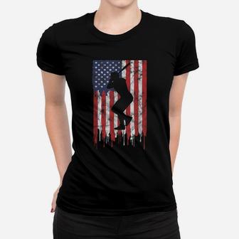 Vintage Patriotic American Flag Baseball Usa Tee Women T-shirt | Crazezy