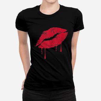 Vintage Red Lipstick Kiss Hot 80S Drip Lips Women T-shirt | Crazezy DE