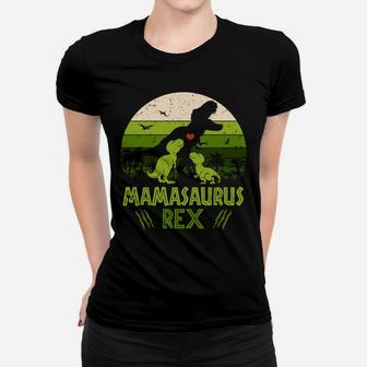 Vintage Retro 2 Kids Mamasaurus Dinosaur Lover Gift Sweatshirt Women T-shirt | Crazezy