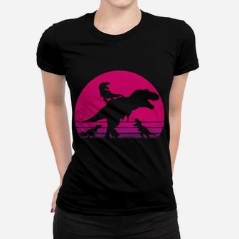 Vintage Retro 3 Kids Mamasaurus Sunset Funny Gift For Mother Women T-shirt | Crazezy UK