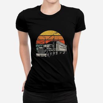 Vintage Truck Driver Gift Retro Sun Driving Trucker Women T-shirt | Crazezy