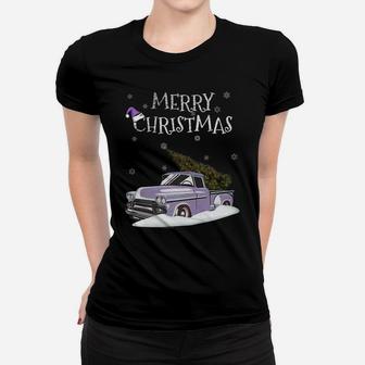 Vintage Truck Retro Christmas Tree Pickup Xmas Holidays Tee Women T-shirt | Crazezy