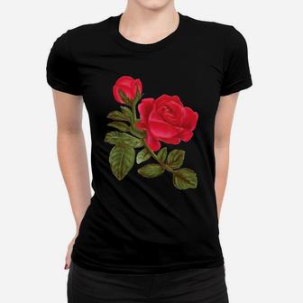 Watercolor Rose Flower Nature Women T-shirt | Crazezy