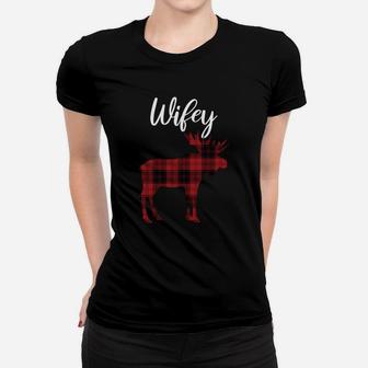 Wifey Moose Matching Family Christmas Pajamas Sweatshirt Women T-shirt | Crazezy CA