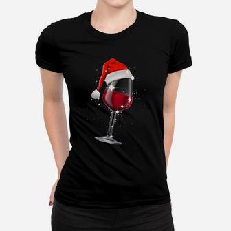 Wine Glasses Santa Hat Christmas Cann't Be Fun Without Wine Sweatshirt Women T-shirt | Crazezy CA