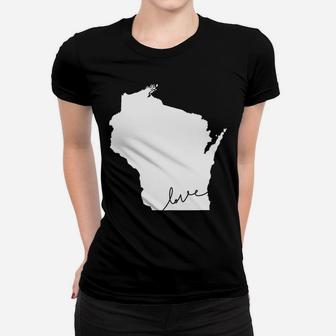 Wisconsin Love Heart Home State Midwest Wisco Vintage Retro Women T-shirt | Crazezy